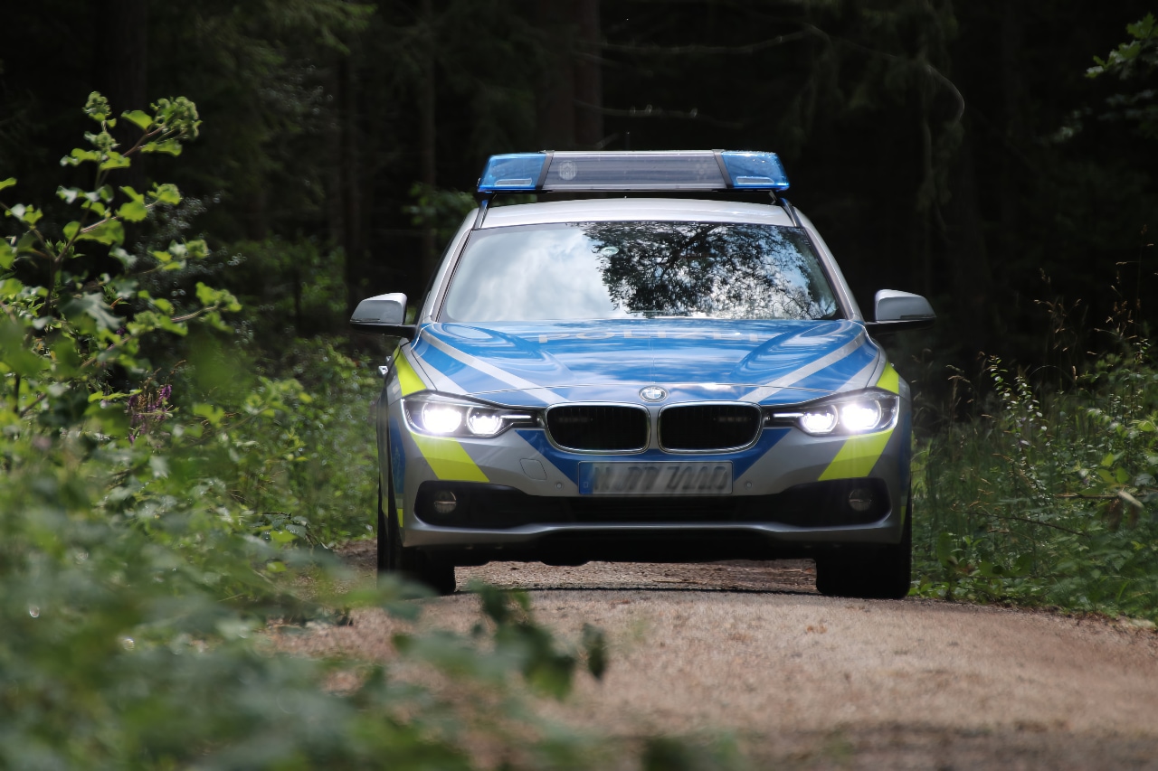 Polizeiauto im Wald